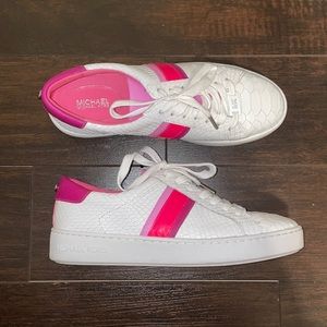 Michael Kors White Sneakers with Pink and Purple Details